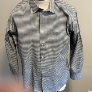 Men's Gray Striped Button-Down Shirt